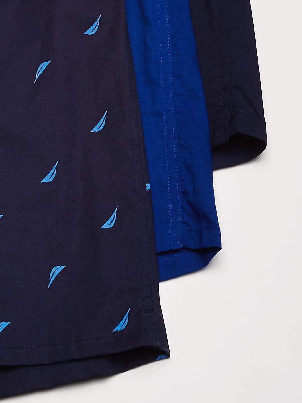 imageNautica mens Cotton Woven 3 Pack BoxersPeacoatSurf the WebSails