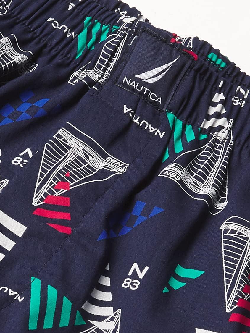 imageNautica mens Cotton Woven 3 Pack BoxersWindsurf BlueNautica RedSail Blue Print