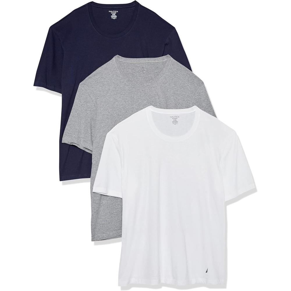 imageCotton Crew Neck TShirtMulti PacksWhitePeacoatHeather Grey