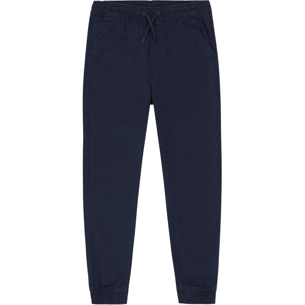 imageNautica Boys School Uniform Jogger Pants Elastic Waistband with Drawstring Closure Stretch Twill FabricEvan Navy