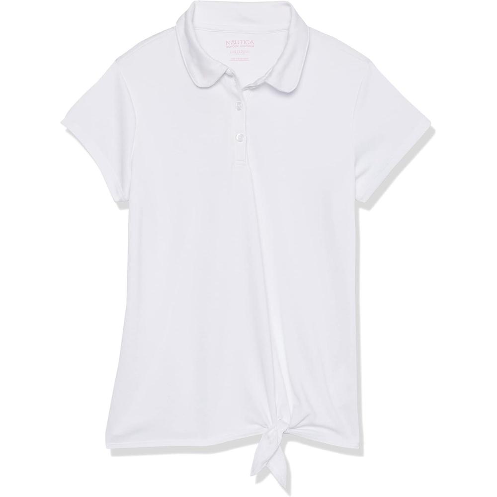 imageNautica Girls Short Sleeve Performance PoloWhiteTie Front