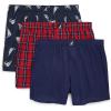 imageNautica mens Cotton Woven 3 Pack BoxersPeacoatWinter PlaidredHoliday Sailboatspeacoat