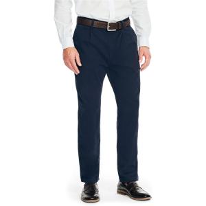 imageNautica Mens Classic Fit Flat Front Stretch Solid Chino Deck PantNavy