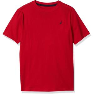 imageNautica boys Short Sleeve Solid Crew Neck Tshirt Soft Comfortable Relaxed FitLegacy Carmine