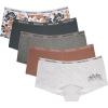 imageNautica Womens Cotton Boyshort Underwear Set 5PackLt Bleach HeatherCafe LatteMd Heather GreyChainmetalBrush Floral