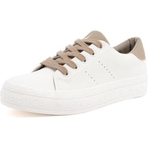 imageNautica Womens LaceUp Platform Fashion Sneakers  LowTop Casual Walking ampamp Tennis Shoes PlatformKildatewhite Taupe