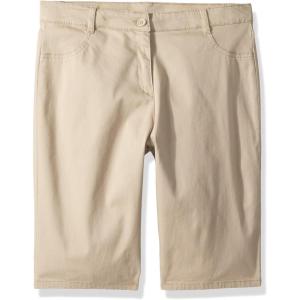 imageNautica Girls School Uniform Bermuda Shorts Pullon Fit Stretchy Material Functional PocketsKhakiSateen