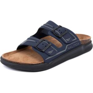 imageNautica Mens EVA Double Buckle Slide Sandals  Adjustable Waterproof SlipOn Comfort Shoes for Casual Wear Beach and PoolsideNavy Charcoal