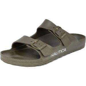 imageNautica Mens EVA Double Buckle Slide Sandals  Adjustable Waterproof SlipOn Comfort Shoes for Casual Wear Beach and PoolsideOlive