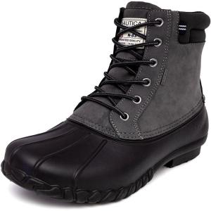 imageNautica Mens Duck Boots Waterproof Shell Insulated Snow ampamp Rain Boot LaceUp Winter Shoe Channing WideMedium WidthCharcoalBlack
