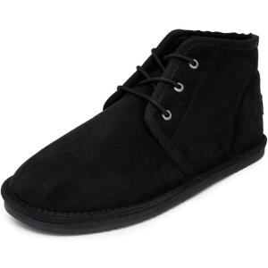imageNautica Mens Winter Ankle Boots  Sherpa Lined Lace Up Slippers for Cold Weather Warm Indoor Outdoor House Shoes Comfortable Cozy BootiesBlack