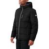 imageNautica Mens Midweight Quilted Faux Memory Puffer Jacket Adjustable Hood Insulated Winter CoatBlack