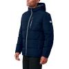 imageNautica Mens Midweight Quilted Faux Memory Puffer Jacket Adjustable Hood Insulated Winter CoatNavy