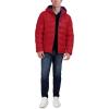imageNautica Mens Midweight Quilted Faux Memory Puffer Jacket Adjustable Hood Insulated Winter CoatRed