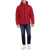 imageNautica Mens Midweight Quilted Faux Memory Puffer Jacket Adjustable Hood Insulated Winter CoatRed