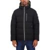 imageNautica Mens Midweight Faux Memory Puffer Jacket Adjustable Hood Insulated Quilted Winter CoatBlack