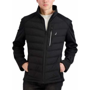 imageNautica Mens 100 Percent Polyester Open Bottom with Knit Trim Inside CollarJet