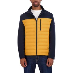 imageNautica Mens 100 Percent Polyester Open Bottom with Knit Trim Inside CollarOld Gold