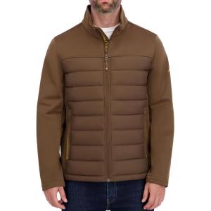 imageNautica Mens 100 Percent Polyester Open Bottom with Knit Trim Inside CollarOlive Brown