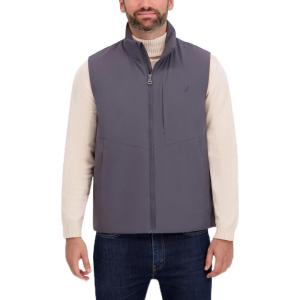 imageNautica Mens Lightweight Mechanical Stretch Softshell Vest  Waterresistant Transitional LayerMetal Grey