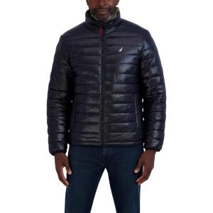 imageNautica Mens Lightweight Quilted Puffer Jacket  Full Zip Transitional OuterwearBlack Camo