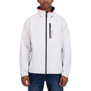 imageNautica Mens Lightweight Sailing Jacket  Waterproof ampamp Windproof Breathable AzureBright White