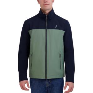 imageNautica Mens Lightweight Windbreaker Stretch Athletic Outdoor Full Zip Bomber Golf JacketSea Green