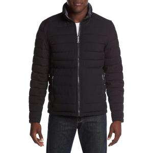 imageNautica Mens Reversible Quilted Puffer Jacket Midweight Mechanical Stretch Winter CoatBlack