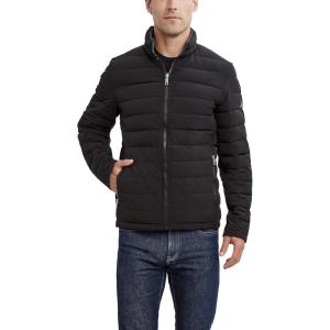 imageNautica Mens Reversible Quilted Puffer Jacket Midweight Mechanical Stretch Winter CoatCaviar