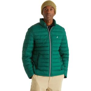 imageNautica Mens Reversible Quilted Puffer Jacket Midweight Mechanical Stretch Winter CoatTidal Green