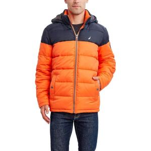 imageNautica Mens Water Resistant Nylon Puffer JacketRustic Sunset