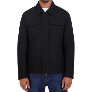 imageNautica Mens Wool Jacket  Diamond Quilted Lining Polyfill Insulation Snap ampamp Zip ClosureBlack