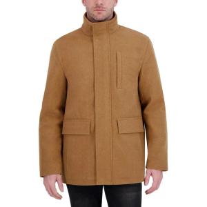 imageNautica Mens Wool Jacket  Diamond Quilted Lining Polyfill Insulation Snap ampamp Zip ClosureCaviar
