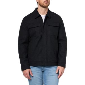 imageNautica Mens Wool Jacket  Diamond Quilted Lining Polyfill Insulation Snap ampamp Zip ClosureCharcoal