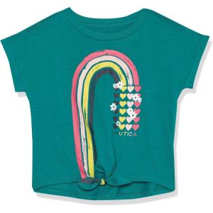 imageNautica Girls Short Sleeve Graphic Logo TShirt Everyday Casual Wear Soft ampamp Comfortable FitQuetzal Green Rainbow