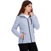 imageNautica Womens Mechanical Stretch Softshell Jacket  WaterResistant Midweight Coat Attached HoodBlue