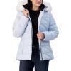 imageNautica Womens Short Puffer Coat with Faur Fur Trim HoodSail Cream
