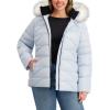 imageNautica Womens Short Puffer Coat with Faur Fur Trim HoodSail Cream