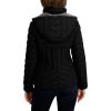 imageNautica Womens Short Puffer Coat with Faux Fur Trim HoodBlack