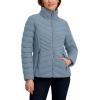 imageNautica Womens Short Puffer Coat with Faux Fur Trim HoodBlue