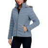 imageNautica Womens Short Puffer Coat with Faux Fur Trim HoodBlue