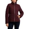 imageNautica Womens Short Puffer Coat with Faux Fur Trim HoodChianti