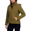 imageNautica Womens Short Puffer Coat with Faux Fur Trim HoodOlive