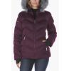 imageNautica Womens Short Puffer Coat with Faux Fur Trim HoodPurple