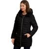 imageNautica Womens Stretch Puffer Jacket with Faux Fur Lined Hood  Wind ampamp WaterResistant Winter CoatBlack