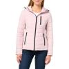 imageNautica Womens Mechanical Stretch Softshell Jacket  WaterResistant Midweight Coat Attached HoodPowder Pink