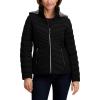 imageNautica Womens Short Puffer Coat with Faux Fur Trim HoodBlack