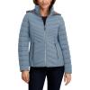 imageNautica Womens Short Puffer Coat with Faux Fur Trim HoodBlue