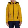 imageNautica Womens Short Puffer Coat with Faux Fur Trim HoodYellow