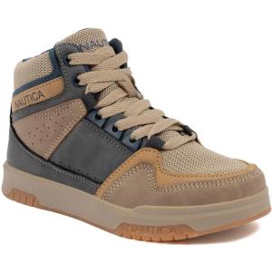 imageNautica Kids Sneaker LaceUp Fashion Shoe with BootLike High Top Design for Boys and Girls Big KidLittle Kid Sizes  HorizonGreygyles